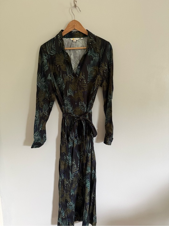 Boden Dresses & Skirts - Boden Olive & Teal Black Panther Palm-Print Long Sleeve Shirt Dress NWOT Size 10